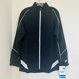 BROOKS  Equilibrium Running Jacket Womens Sz M Black White Full Zip